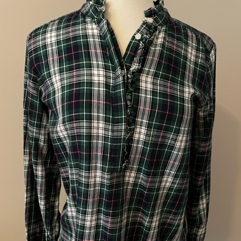 Loft green plaid soft flannel shirt, size S, great condition